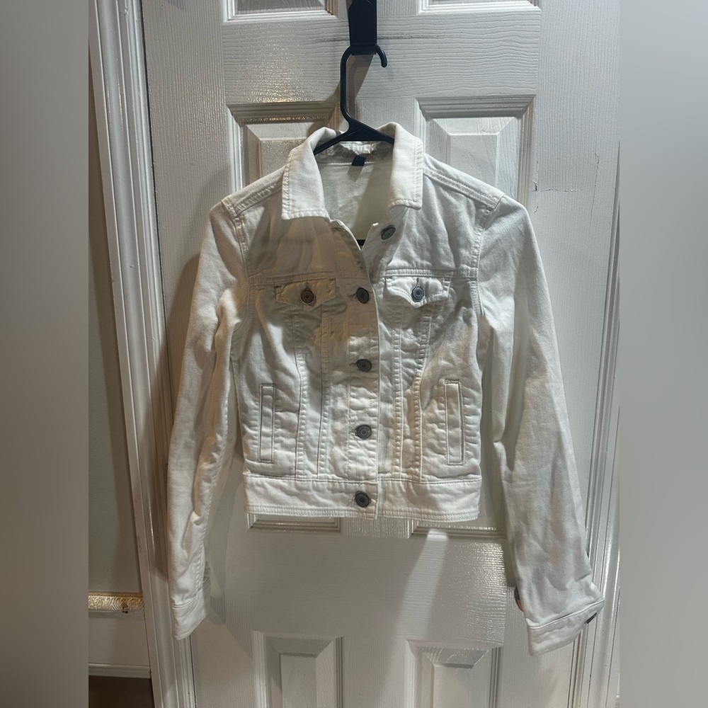 American‎ Eagle White Denim Jean Jacket Cropped XS